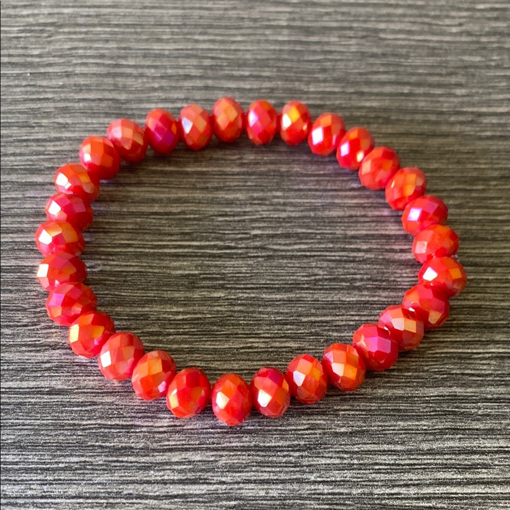 Elegant Red Orange crystal Beaded Bracelet